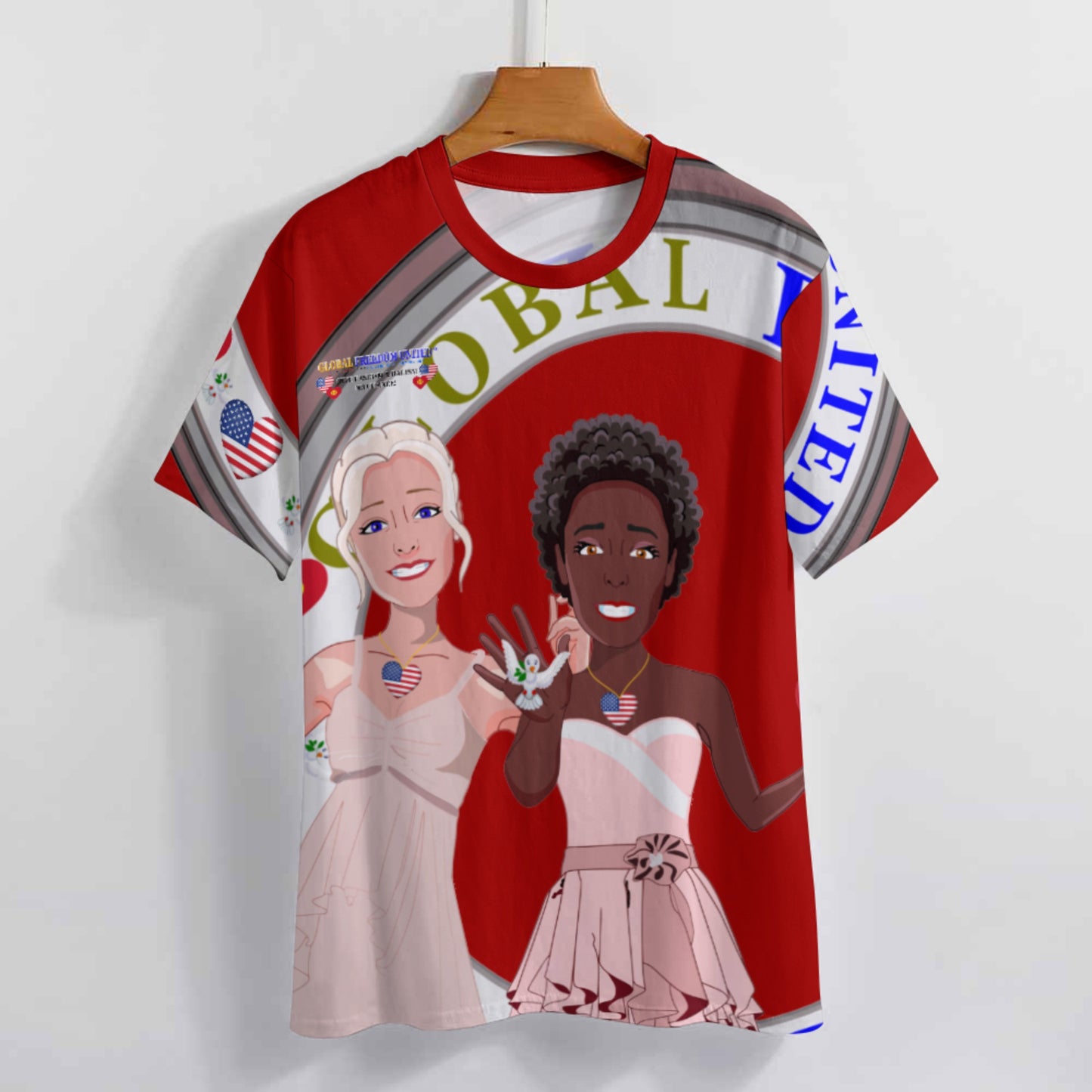 Women´s T-Shirt 3 GLOBAL FREEDOM UNITED© Women Anti Fascism & Racism USA Red