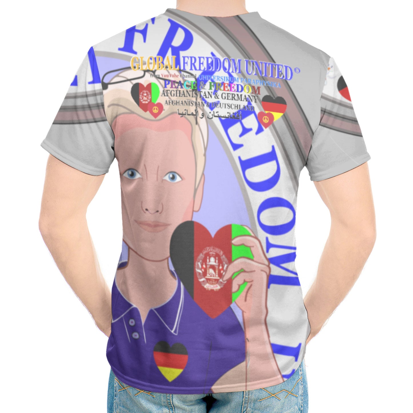 Men´s T-Shirt GLOBAL FREEDOM UNITED© AFGHANISTAN & GERMANY Grey