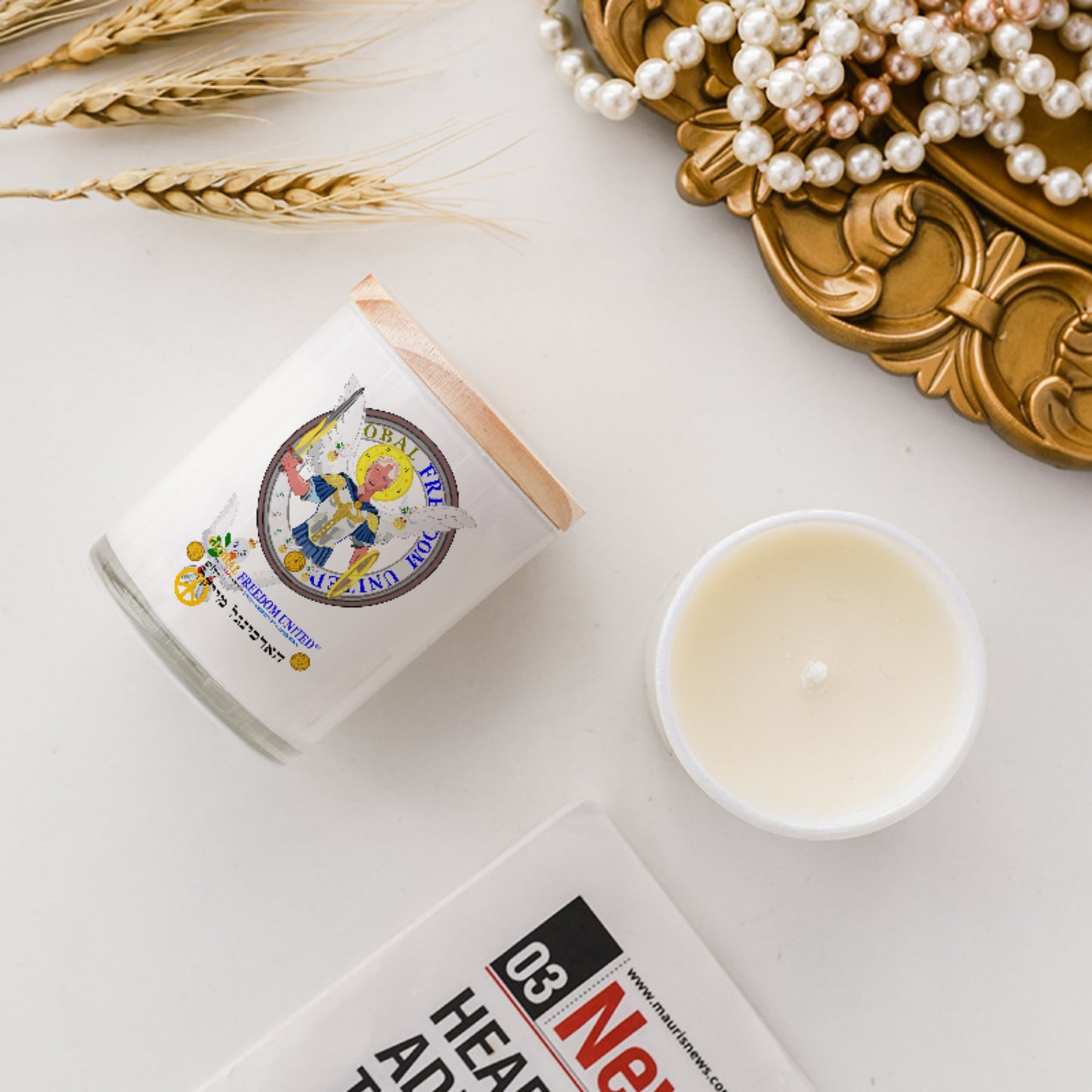 Scented Soy Candle Global Freedom United Archangel Michael Hebrew