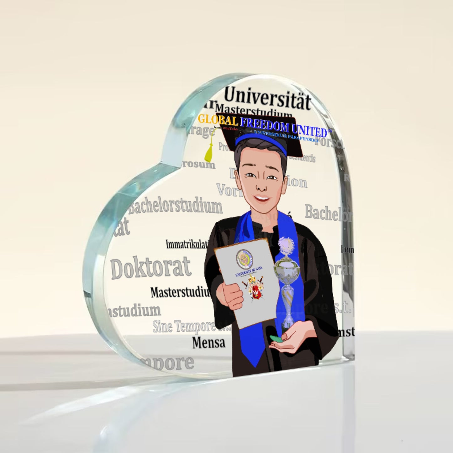 Acryl Heart Global Freedom United Asia Student Silver Place