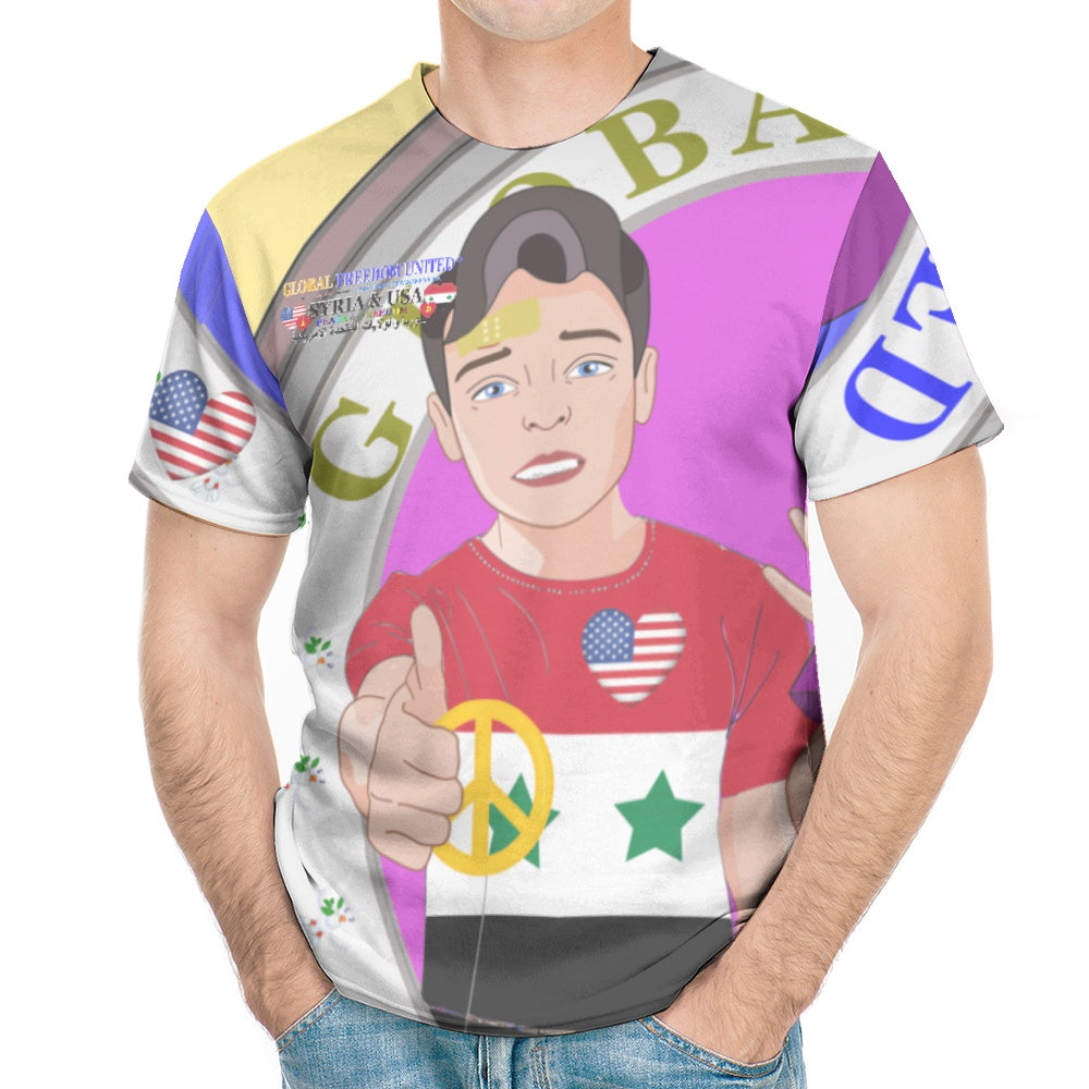 Men´s T-shirt GLOBAL FREEDOM UNITED© Men Syria & USA  Yellow