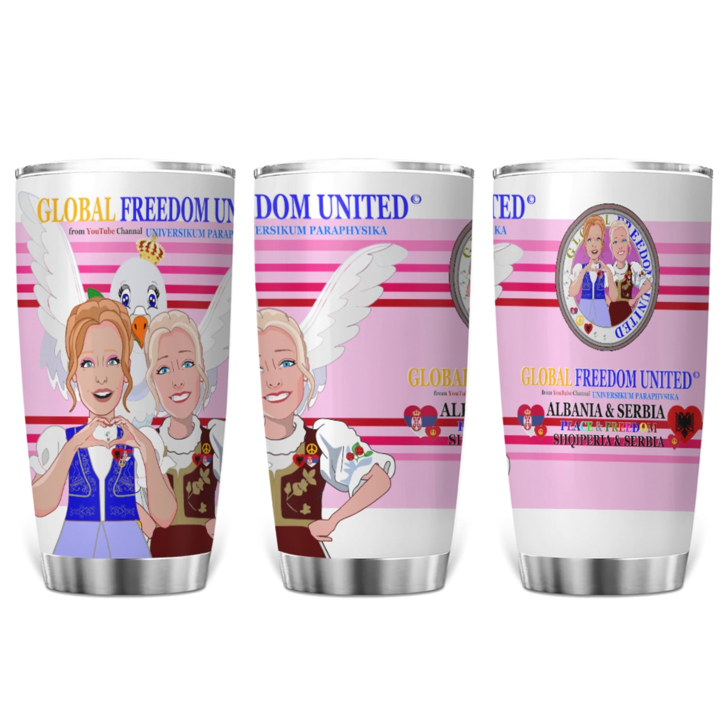 Tumbler Global Freedom United Women Albania & Serbia Old Peace Pink2