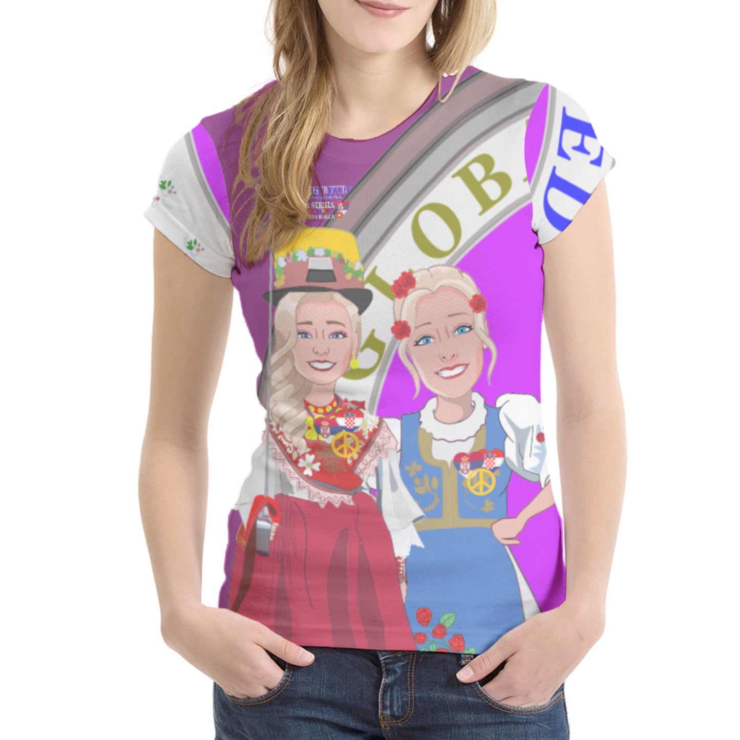 Women´s T-shirt GLOBAL FREEDOM UNITED© Women Croatia & Serbia V2 Lilac