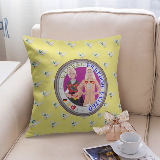 GLOBAL FREEDOM UNITED WOMEN GERMANY & TURKEY OLD PEACE YELLOW 18'' Square Pillow Cover