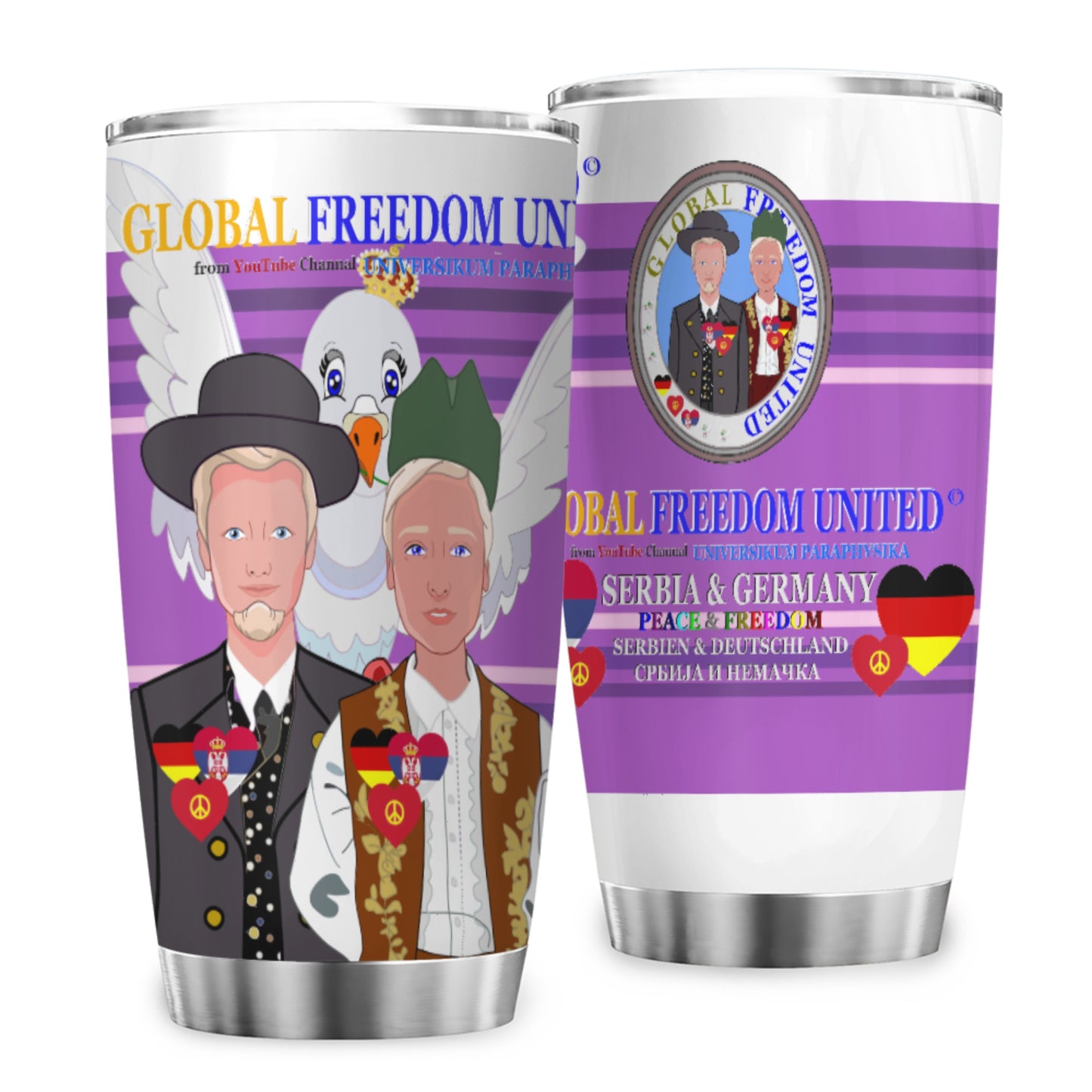 Tumbler GLOBAL FREEDOM UNITED© Men Serbia & Germany Lilac