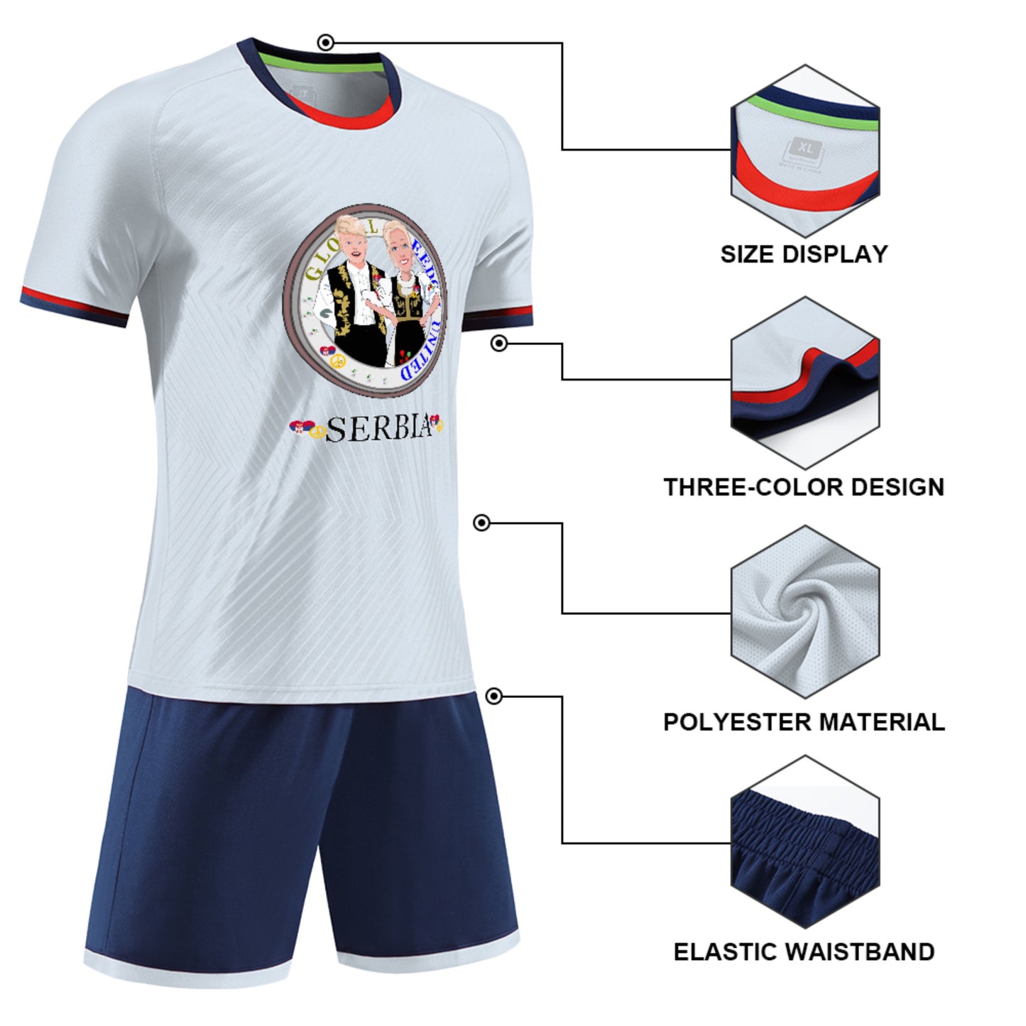 Adult Football Suit Global Freedom United Couple Serbia Black