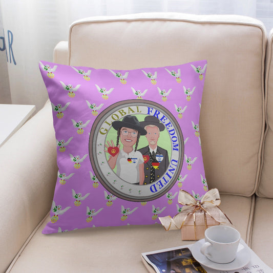 GLOBAL FREEDOM UNITED© Men ISRAEL & GERMANY Lilac 18'' Square Pillow Cover