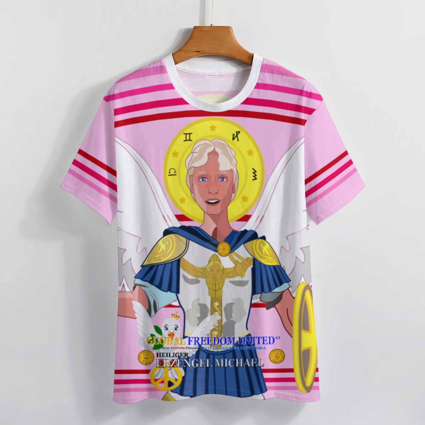 Women´s T-shirt 2 Global Freedom United Archangel Michael Pink