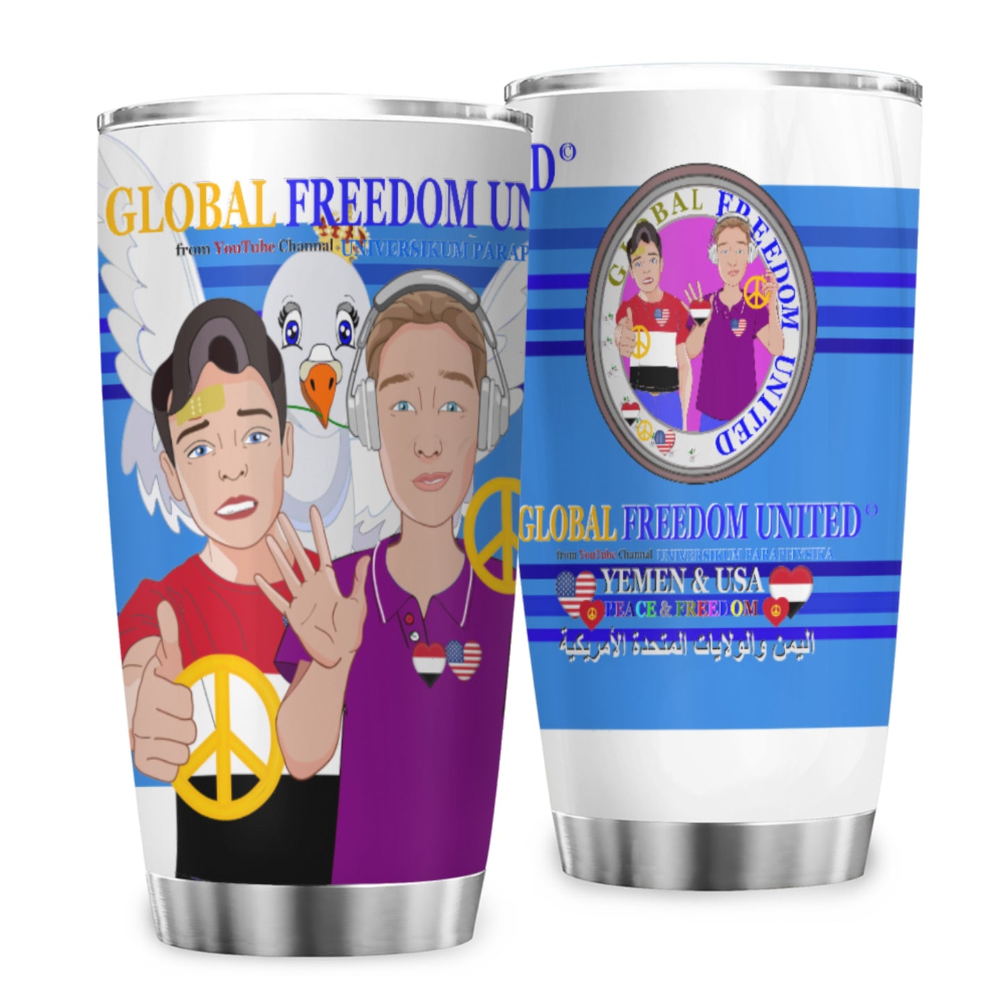Tumbler GLOBAL FREEDOM UNITED© Men Yemen & USA Deep Blue