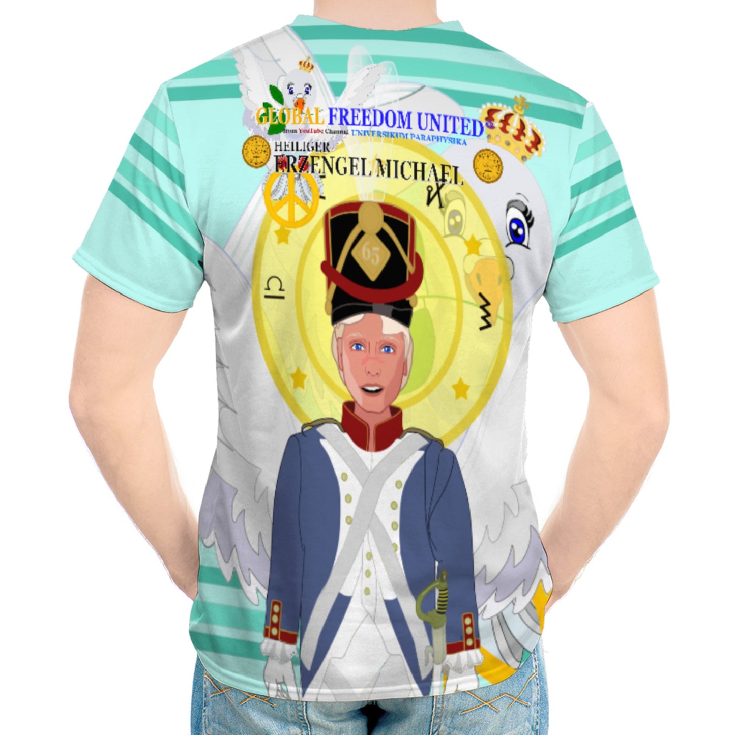 Men´s T-shirt Global Freedom United Erzengel Michael Light Green