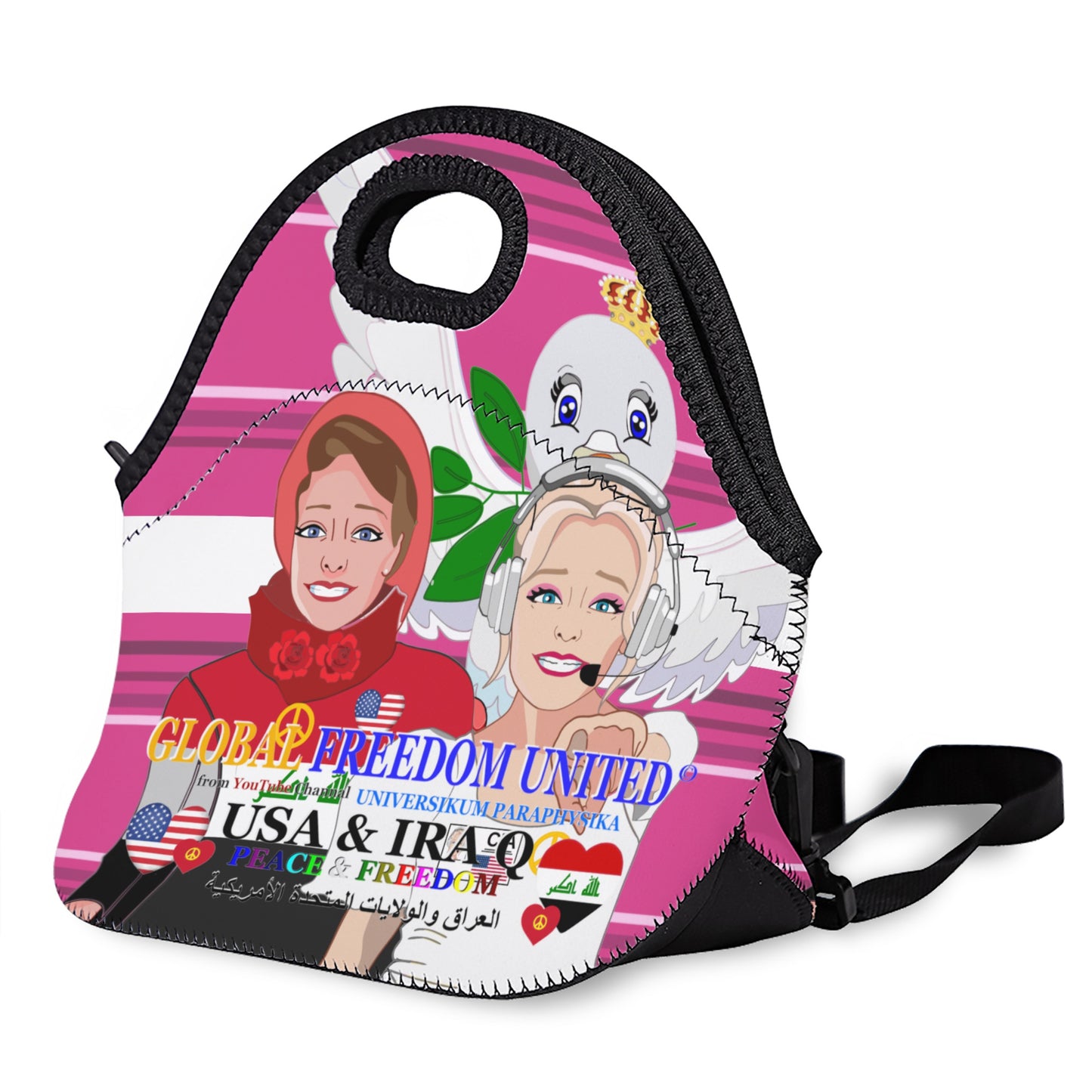 Meal Bag With Straw Global Freedom United Women Iraq & Usa Pink