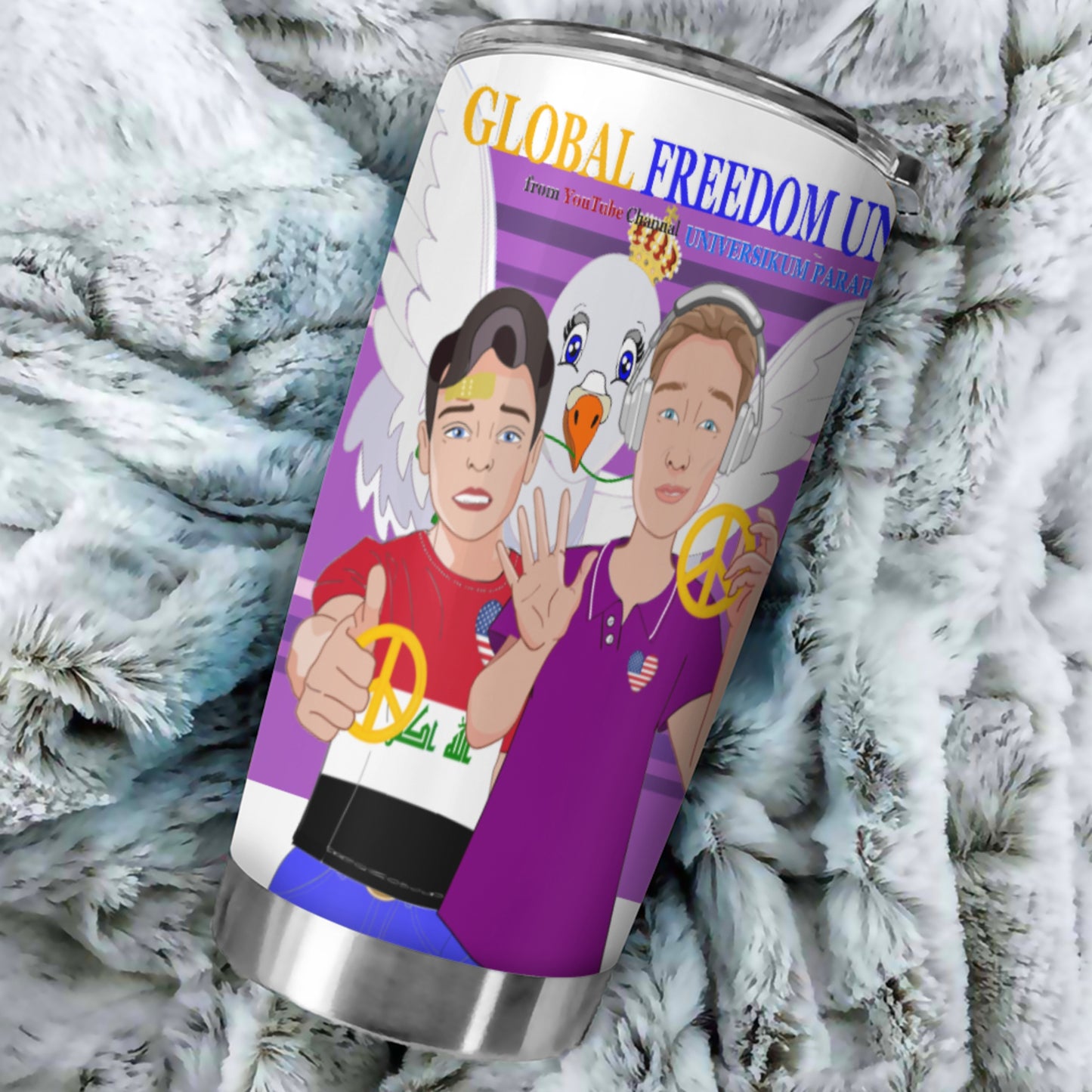 Tumbler GLOBAL FREEDOM UNITED© Men Iraq & USA Lilac