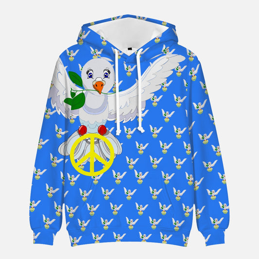 GLOBAL FREEDOM UNITED DOVE OF PEACE OLD PEACE BLUE Round Collar Hoodie