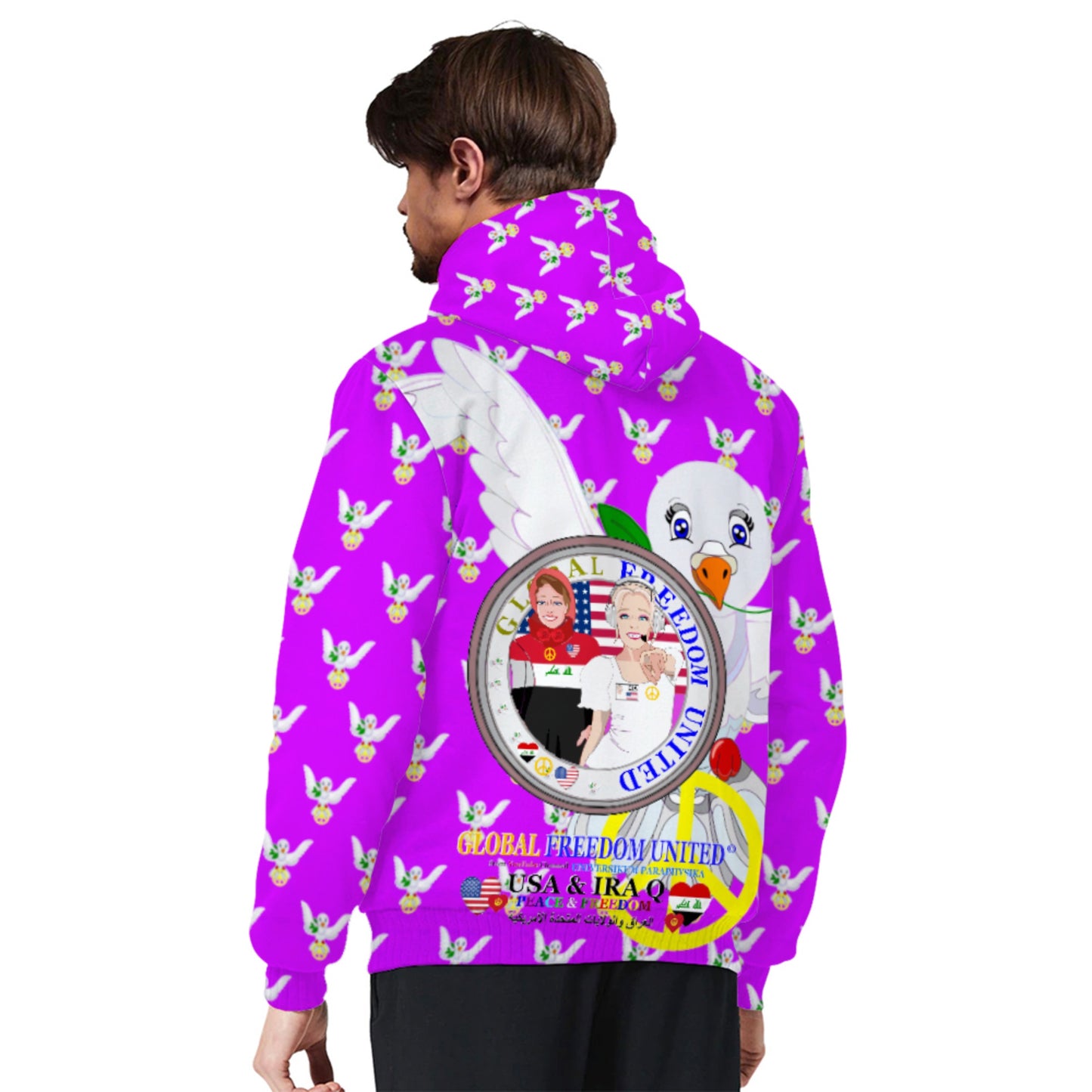 Plush Hoodie GLOBAL FREEDOM UNITED© Women Iraq & USA Lilac