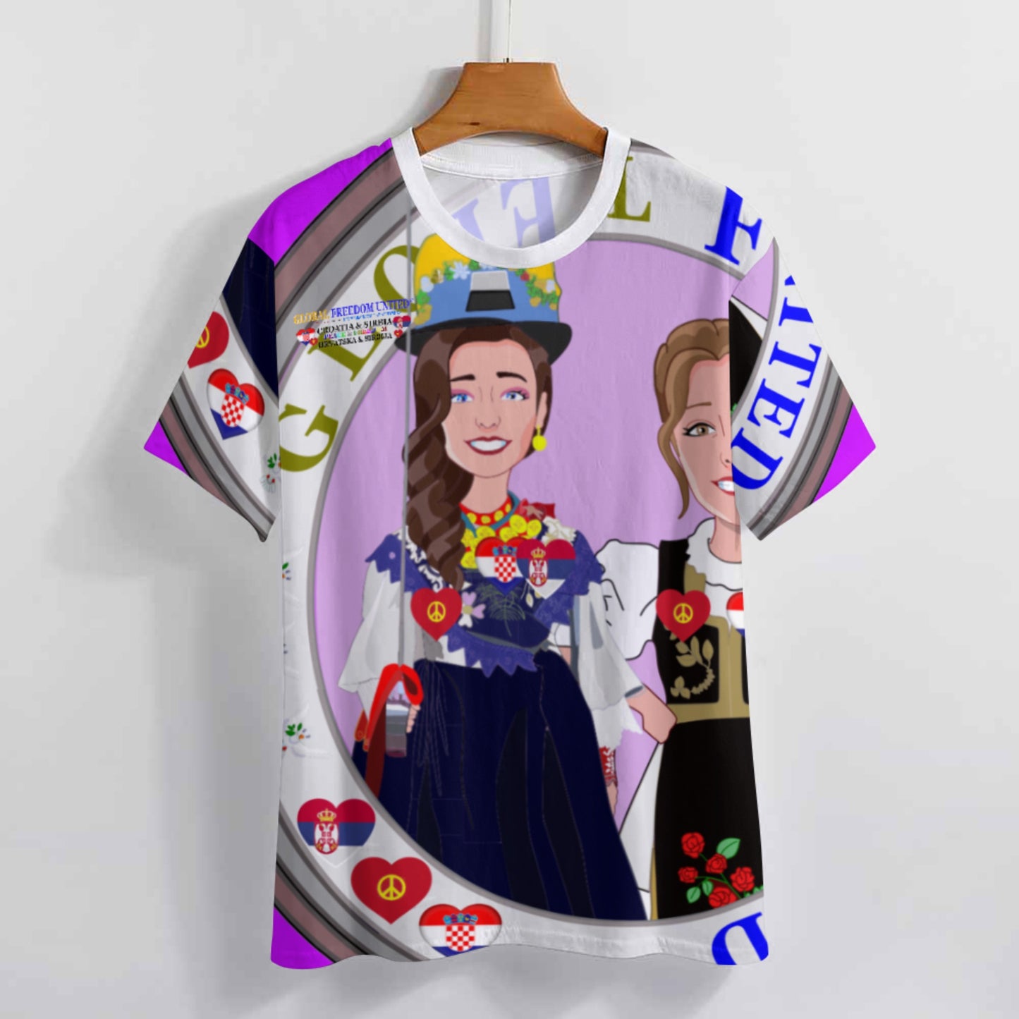 Women´s T-shirt 2 Global Freedom United Women Croatia & Serbia Old Peace Lilac