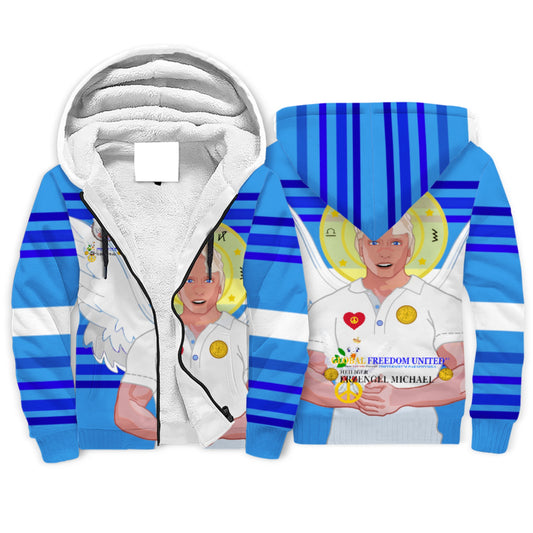 Plush Hoodie Global Freedom United Archangel Michael German Deep Blue