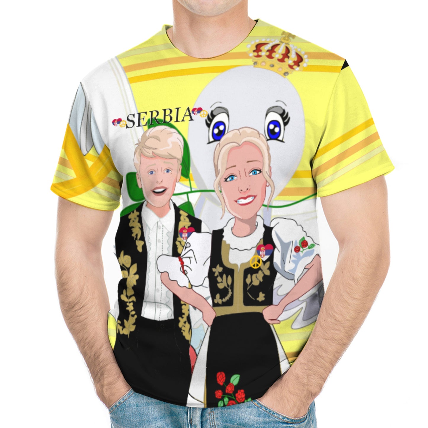 Men´s T-shirt Global Freedom United Couple Edition Serbia Black Yellow