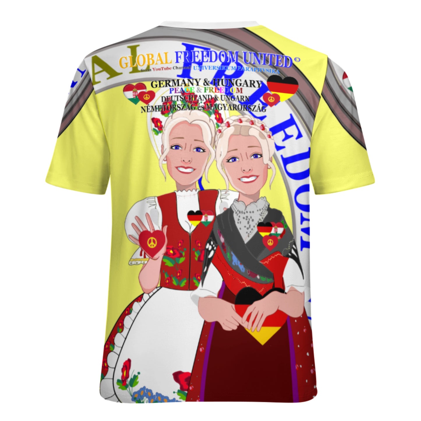 Women´s T-shirt 3 GLOBAL FREEDOM UNITED© Women Germany & Hungary Yellow
