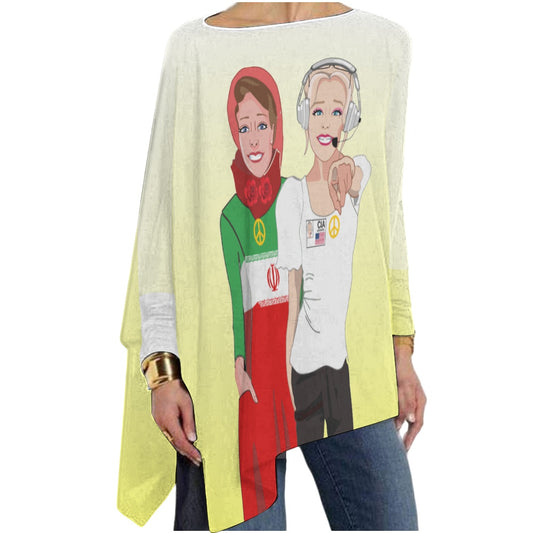 Pullover Long Sleeve T-shirt GLOBAL FREEDOM UNITED© Iran & USA Yellow