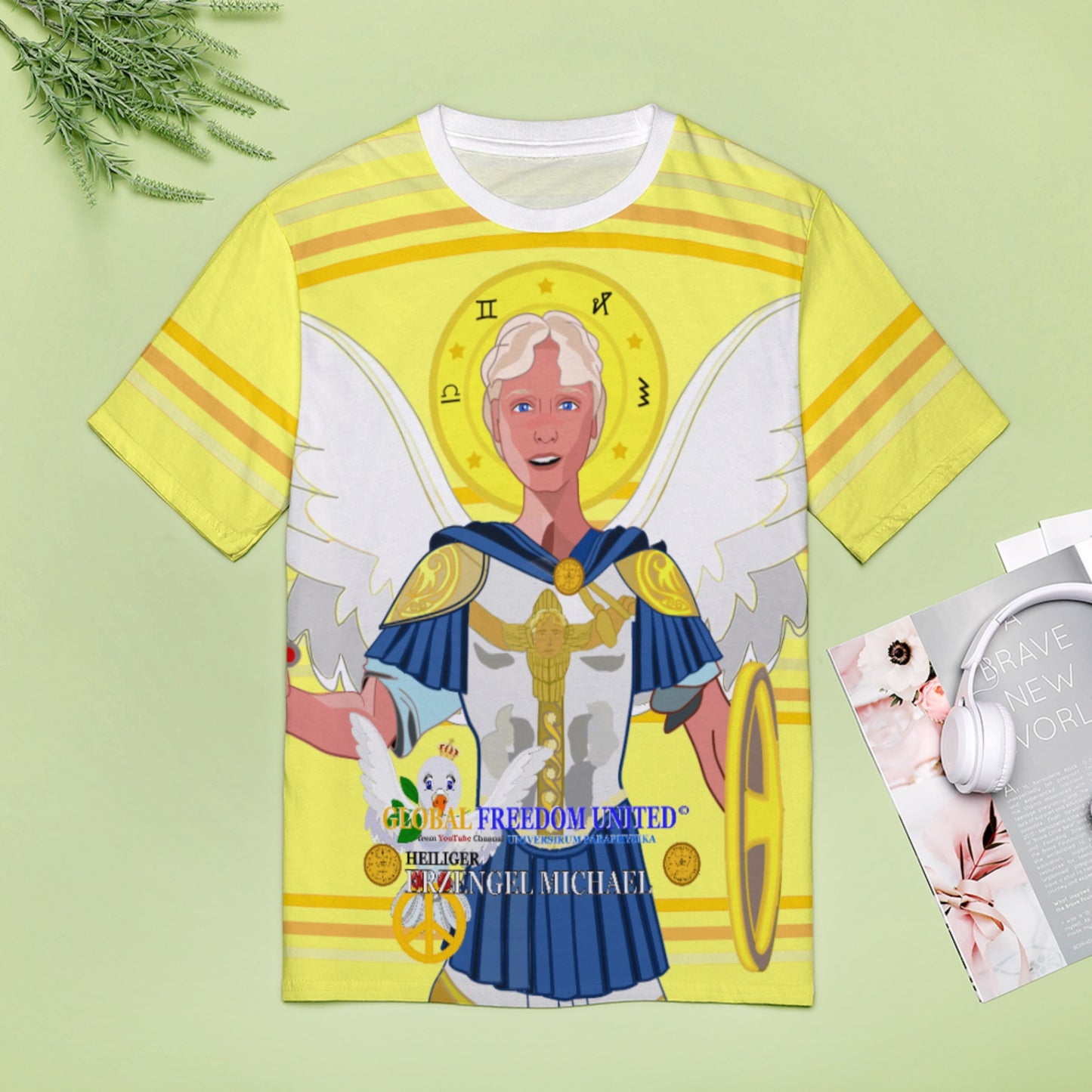 Women´s T-shirt 2 Global Freedom United Archangel Michael Yellow
