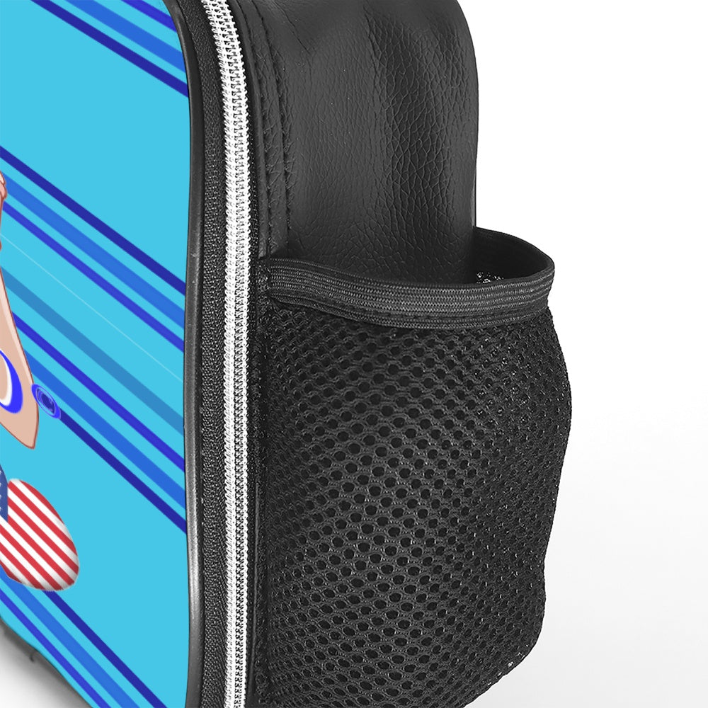 Leather Meal Back GLOBAL FREEDOM UNITED© Men Anti Fascism & Racism USA Blue