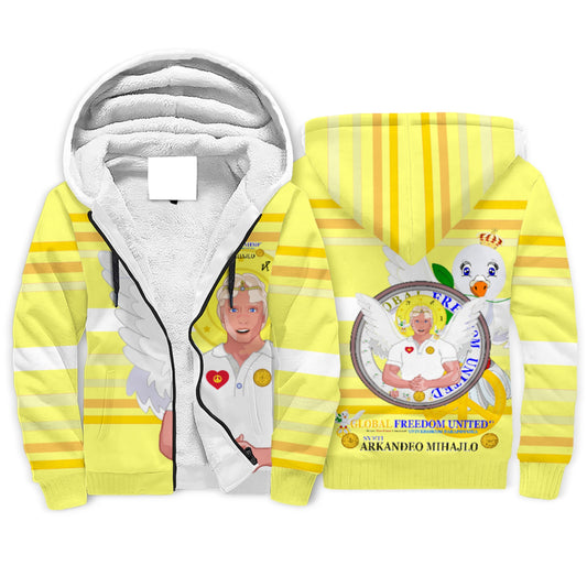 Plush Hoodie Global Freedom United Archangel Michael Croatia V2 Yellow