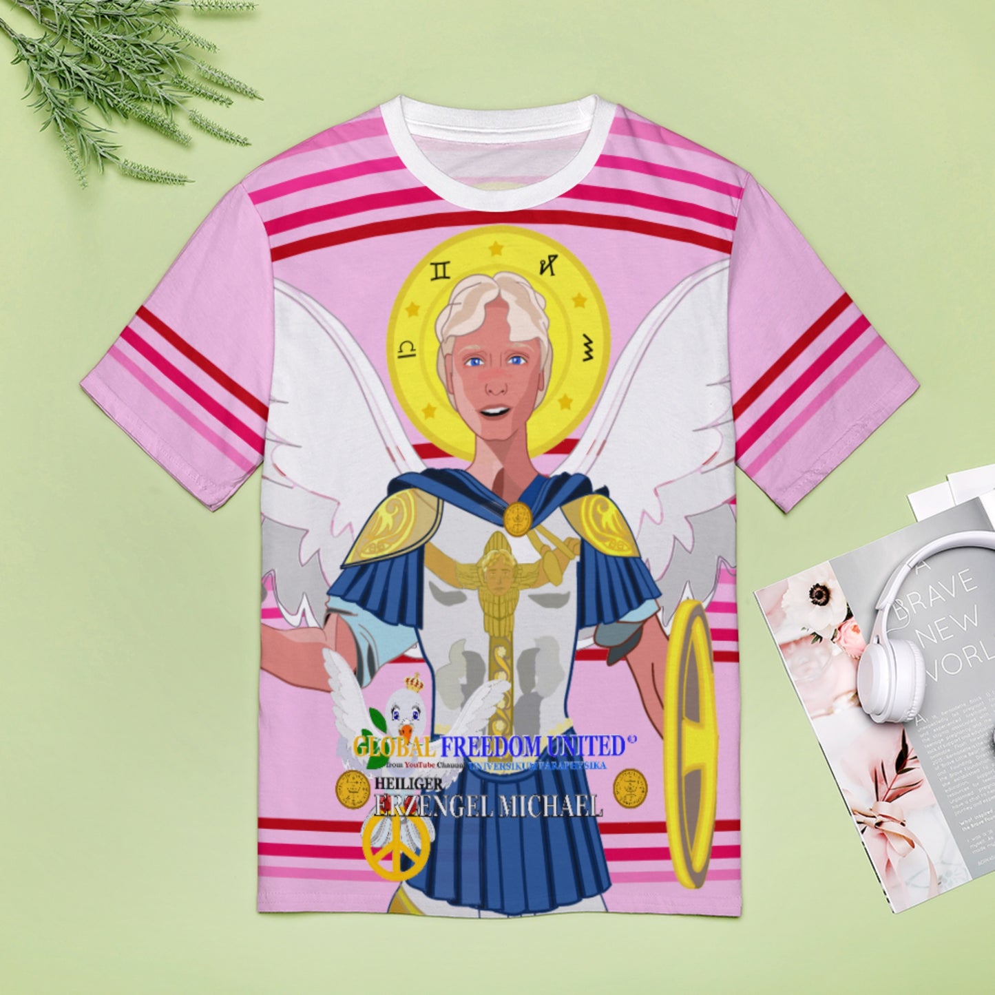 Women´s T-shirt 2 Global Freedom United Archangel Michael Pink