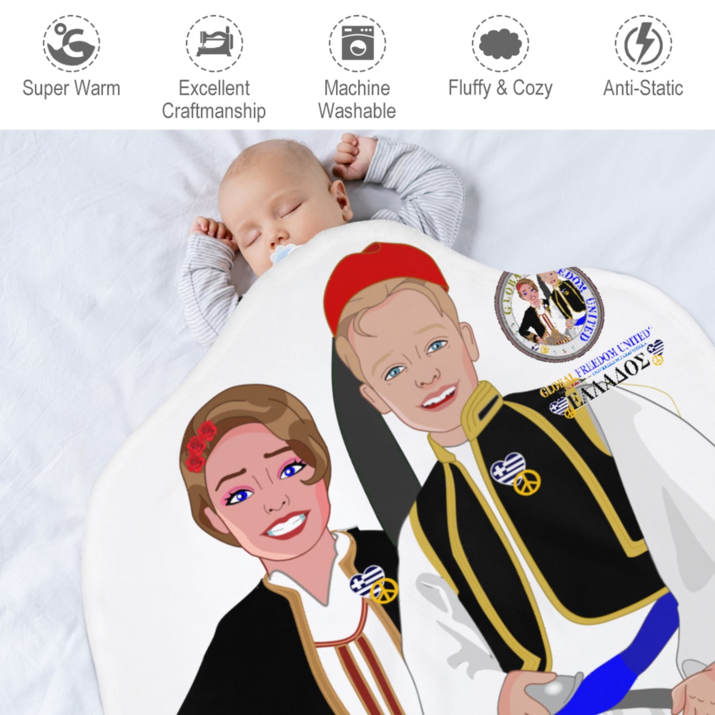 Blankets For Kids GLOBAL FREEDOM UNITED© Couple Edition Greece