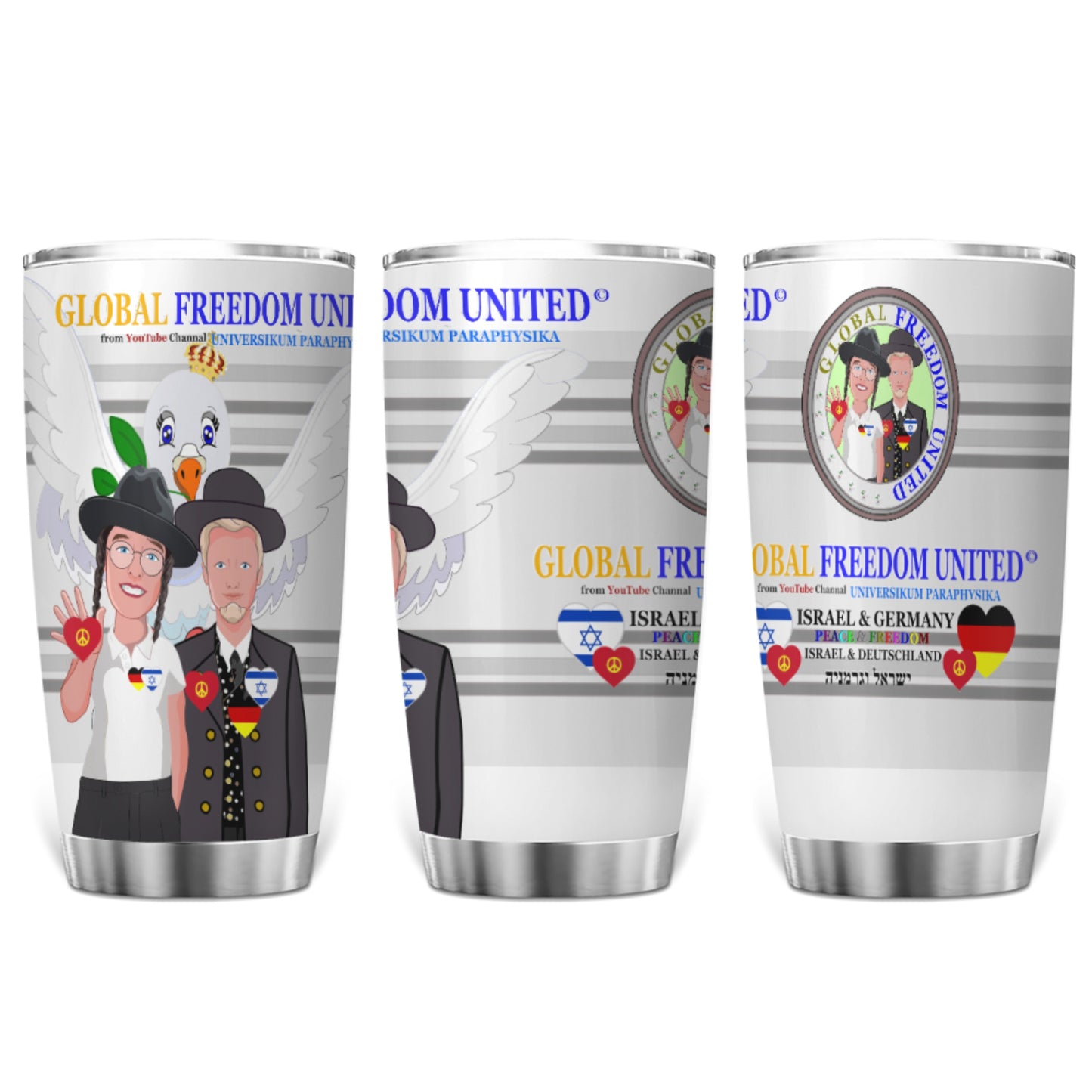 Tumbler GLOBAL FREEDOM UNITED© Men Israel & Germany Grey