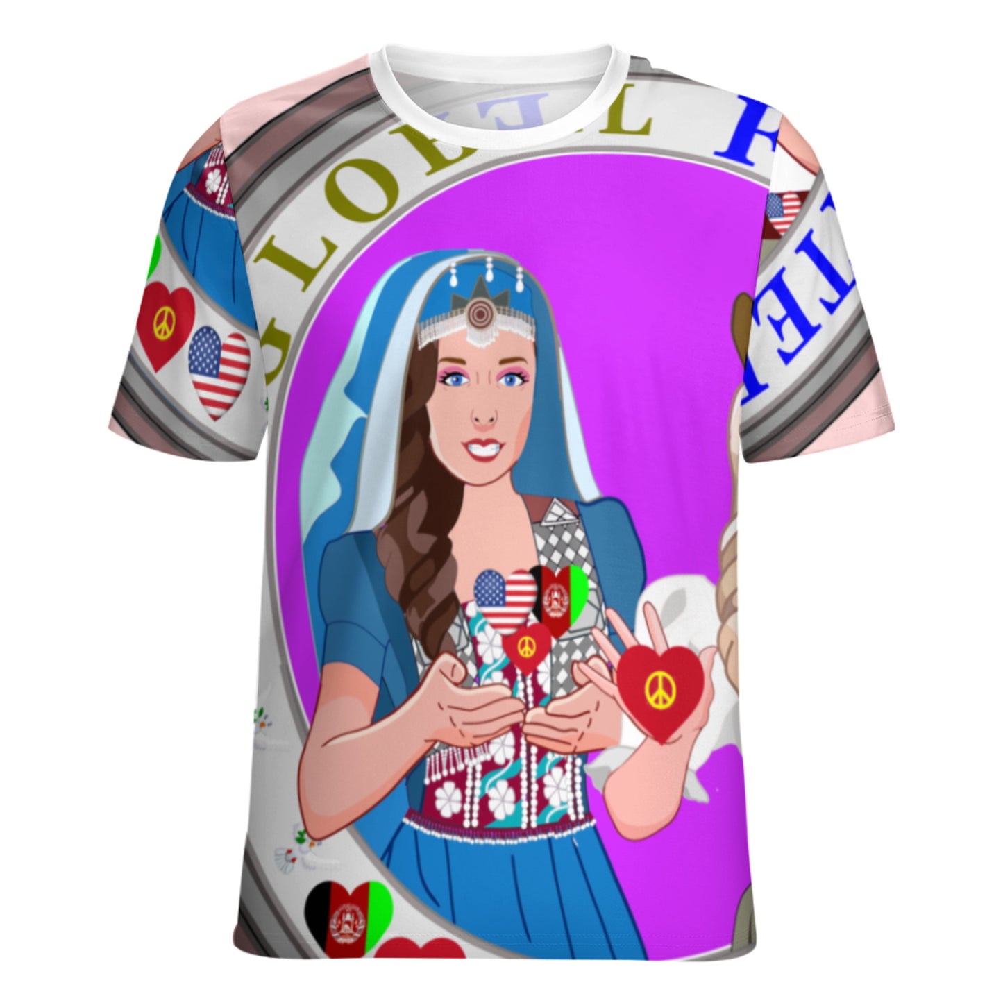 Women´s T-Shirt 3 GLOBAL FREEDOM UNITED© AFGHANISTAN & USA  Pink
