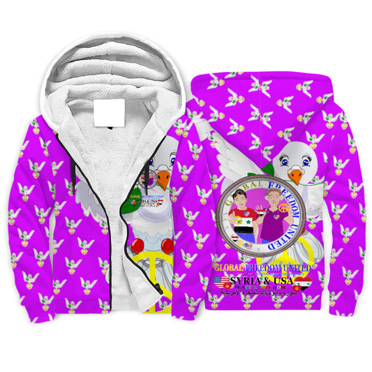 Plush Hoodie GLOBAL FREEDOM UNITED© Men Syria & USA  Lilac