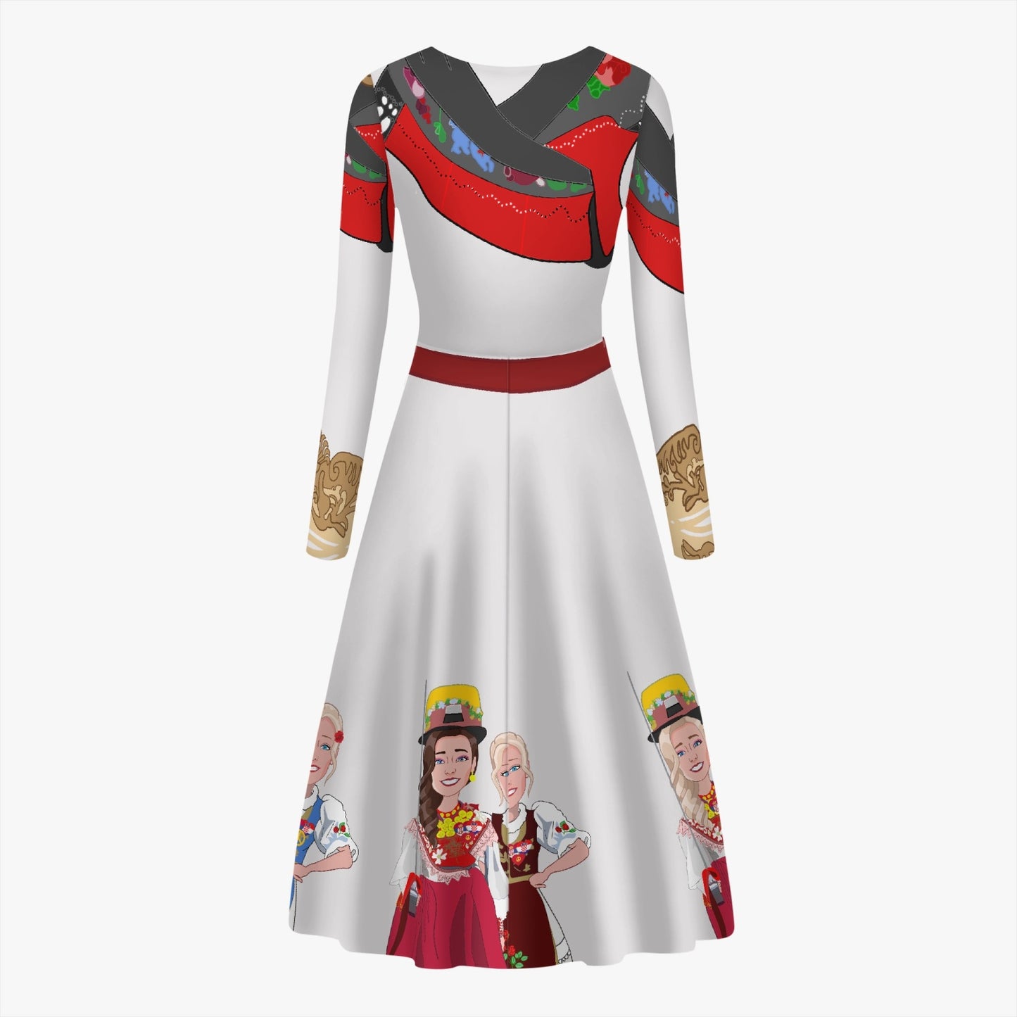 Women's Long-Sleeve One-piece Dress GLOBAL FREEDOM UNITED CROATIA & SERBIA OLD PEACE WIGHT