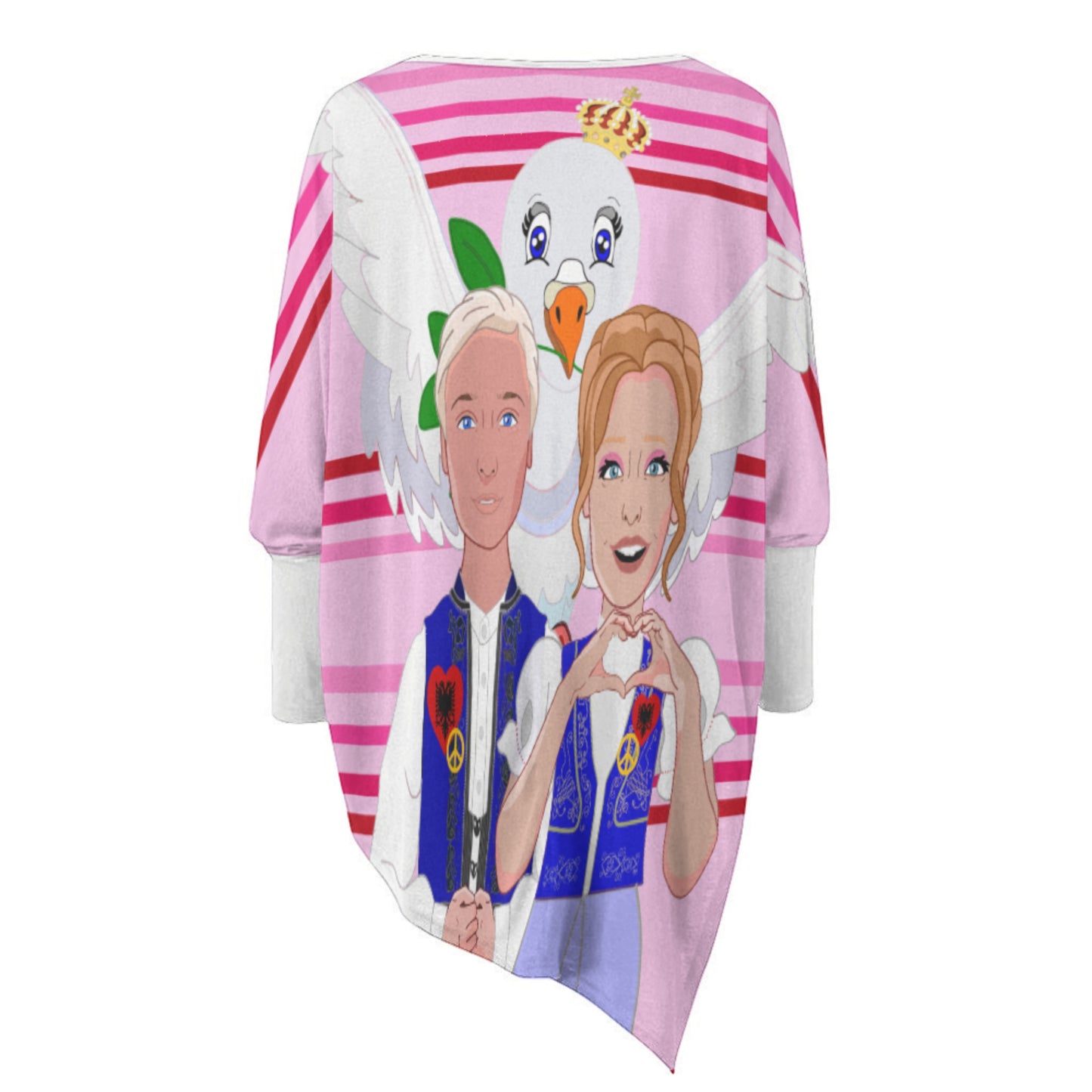 Pullover Long Sleeve T-shirt GLOBAL FREEDOM UNITED© Couple Albania Pink 2