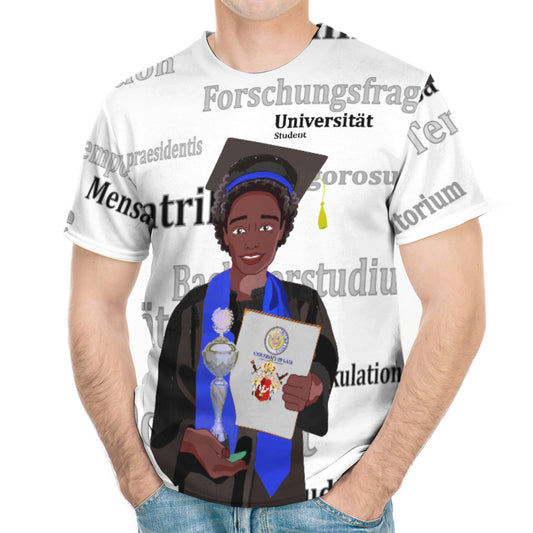 Men´s T-shirt  Global Freedom United Afro Student Boy Silver Place