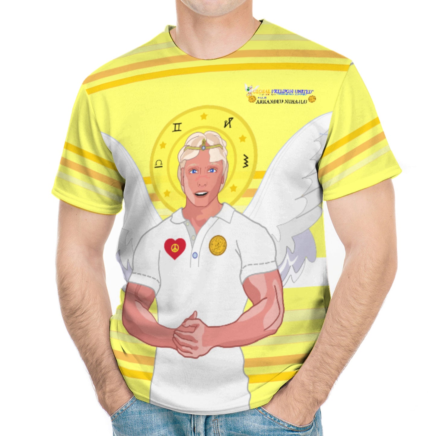 Men´s T-shirt Global Freedom United Archangel Michael Croatia V2 Yellow