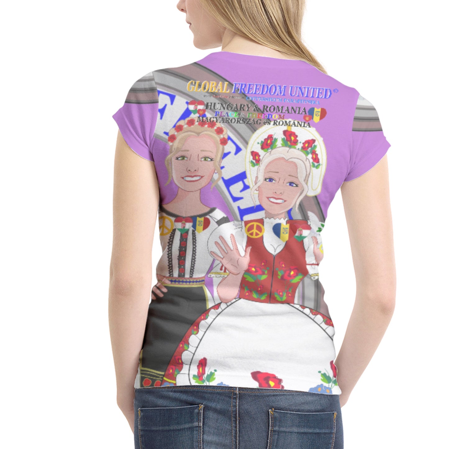 Women´s T-shirt 2 GLOBAL FREEDOM UNITED© Women Romania & Hungary Lilac