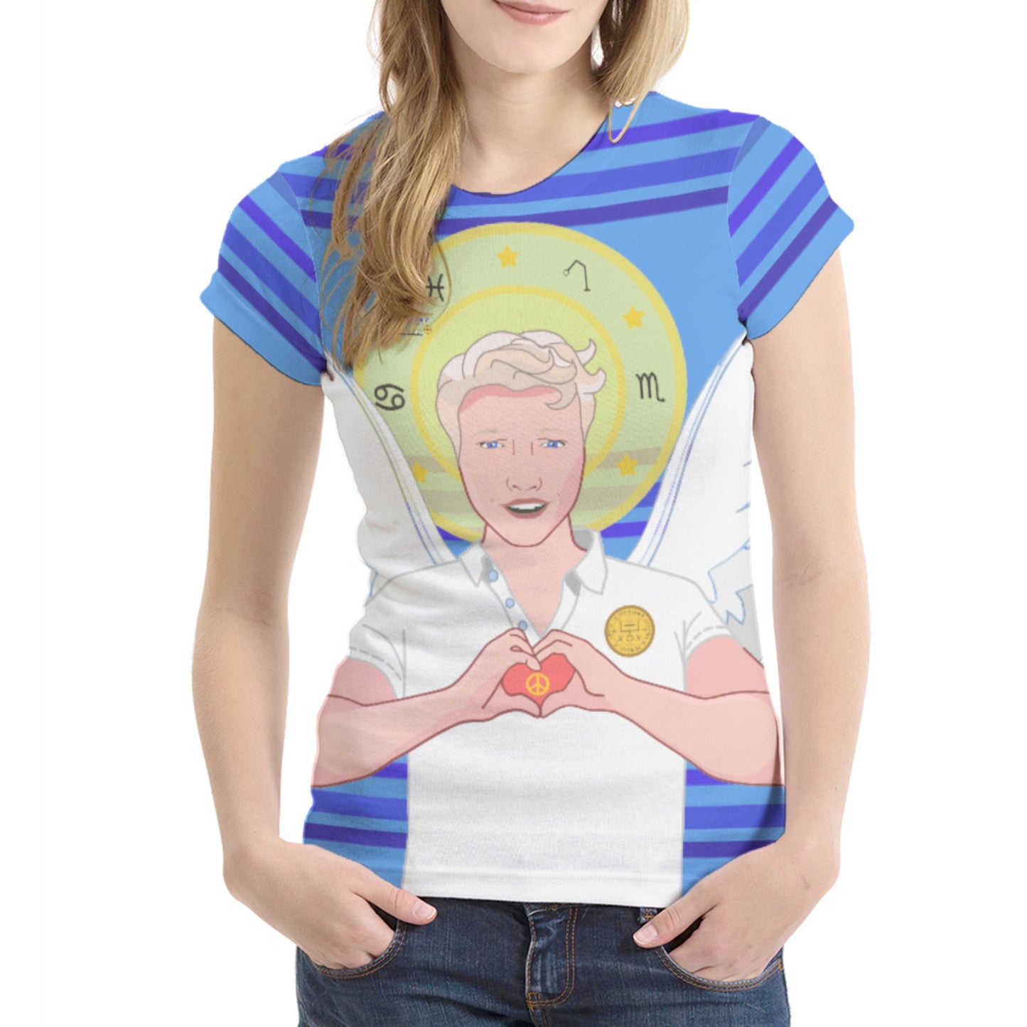 Women´s T-shirt Global Freedom United Archangel Raphael German Deep Blue