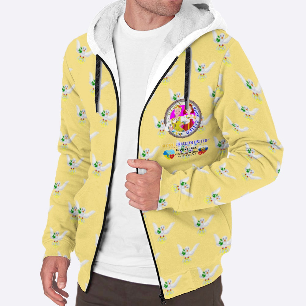 Plush Hoodie GLOBAL FREEDOM UNITED© Women Ukraina & Russia Yellow