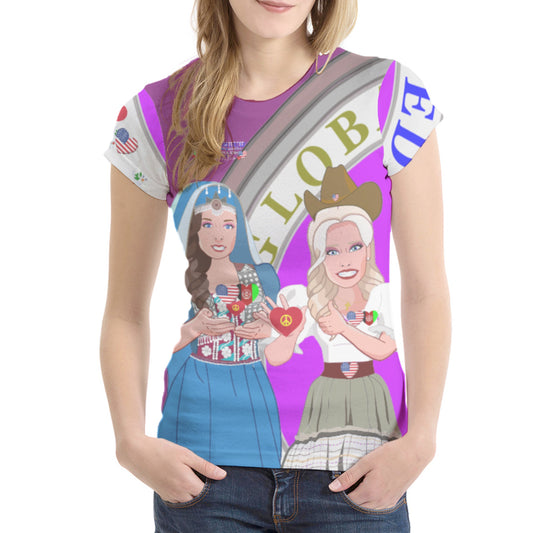 Women´s T-shirt GLOBAL FREEDOM UNITED© Women AFGHANISTAN & USA  V1 Lilac