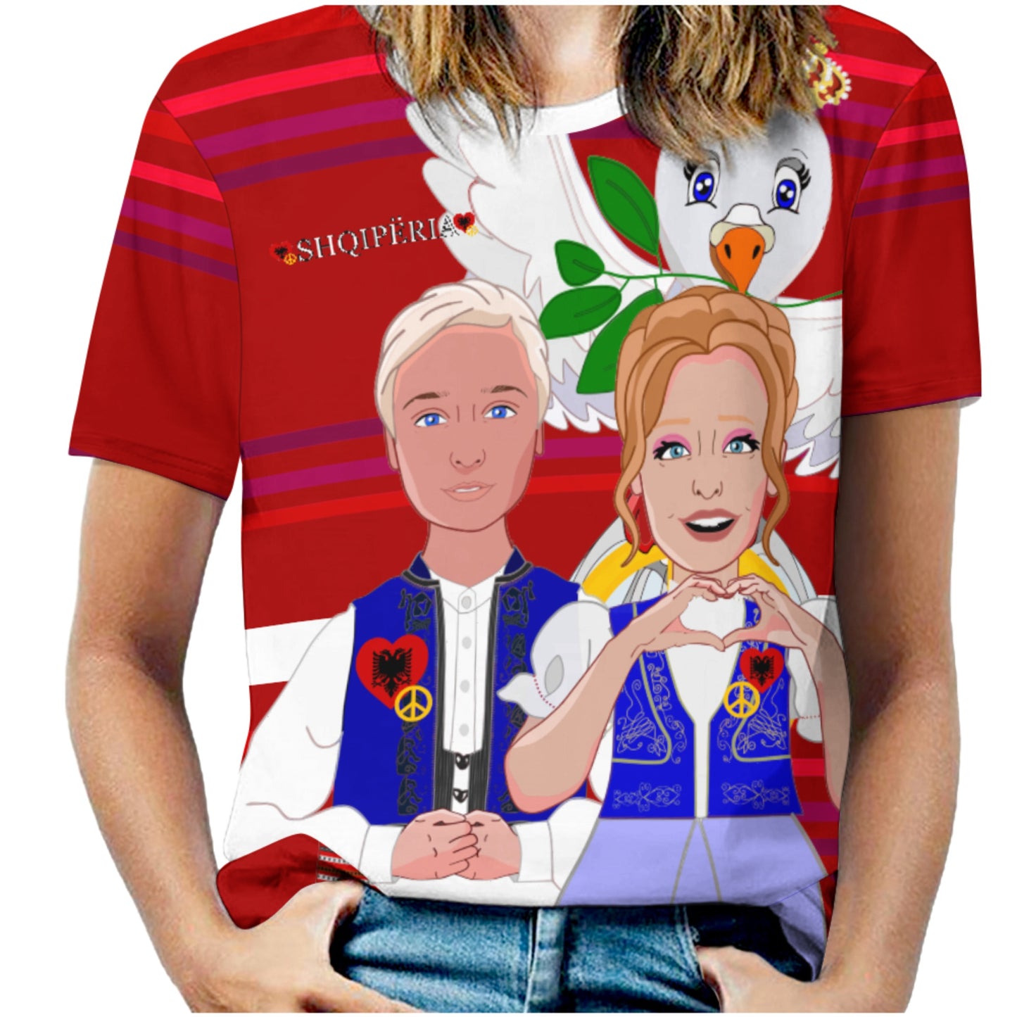 Women´s T-shirt 3 GLOBAL FREEDOM UNITED© Couple Albania Red