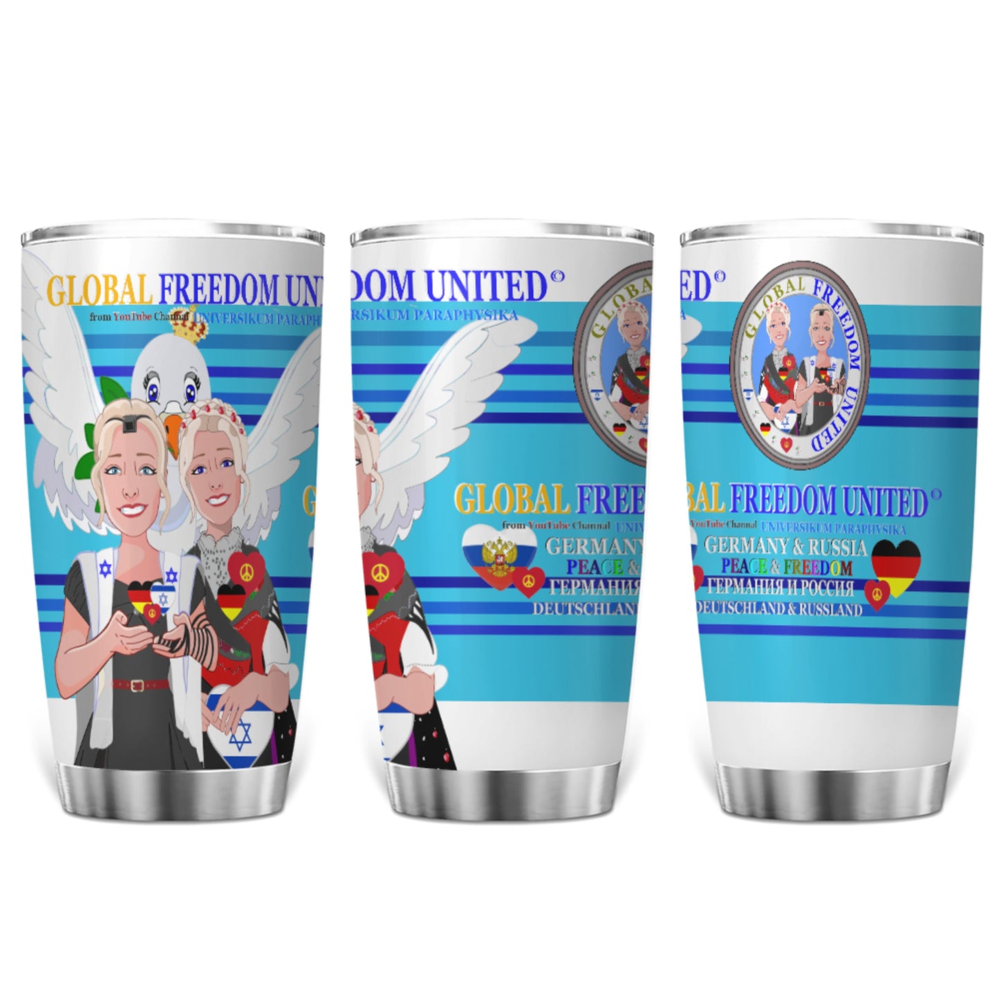 Tumbler GLOBAL FREEDOM UNITED© Women Israel & Germany Blue