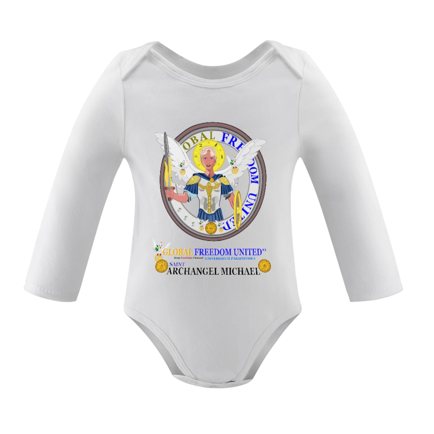 Baby Long-sleeve Bodysuit Global Freedom United Archangel Michael English V1