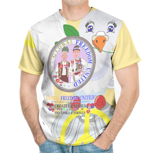 Men´s T-shirt GLOBAL FREEDOM UNITED© Men Croatia & Serbia V2 Yellow