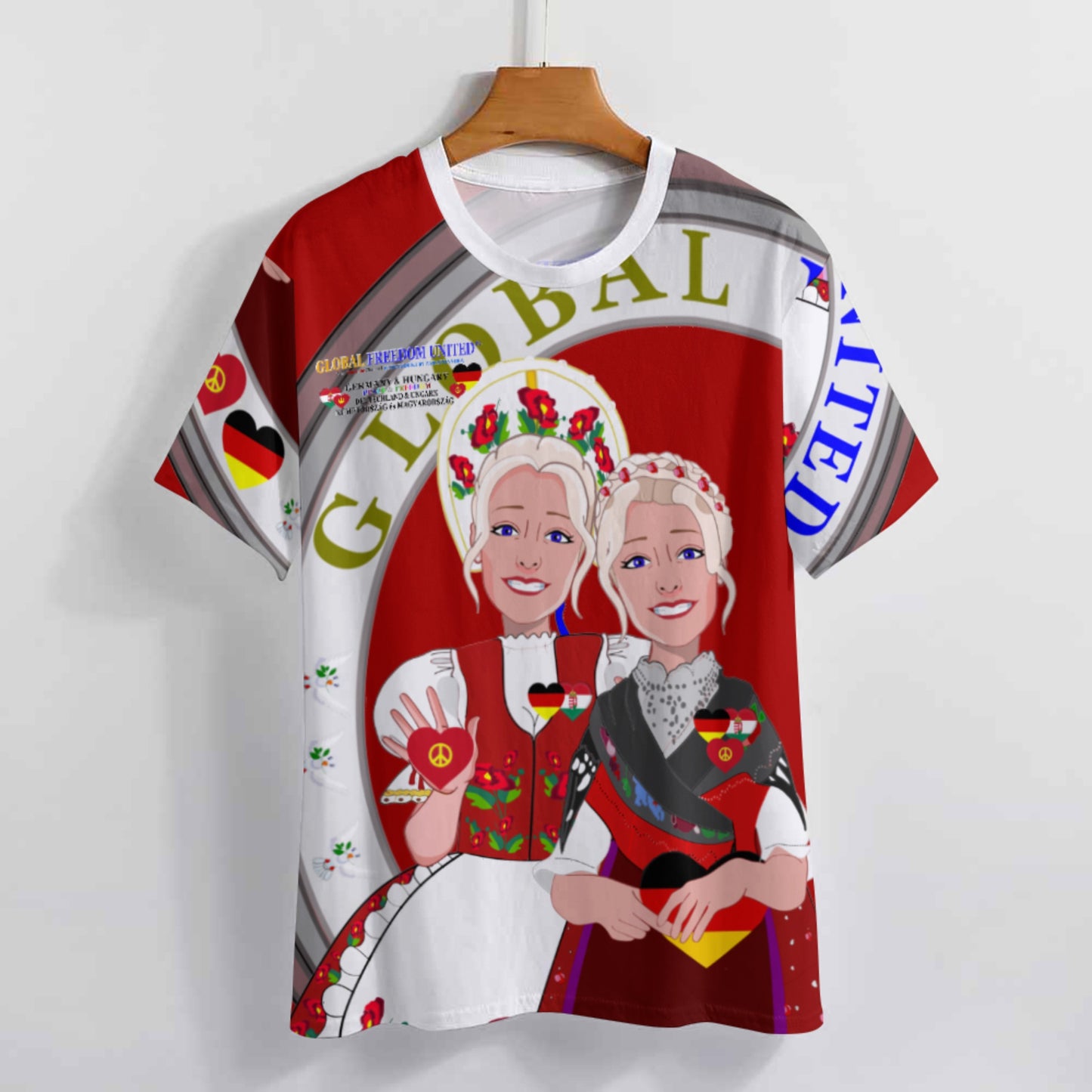 Women´s T-shirt 3 GLOBAL FREEDOM UNITED© Women Germany & Hungary Red