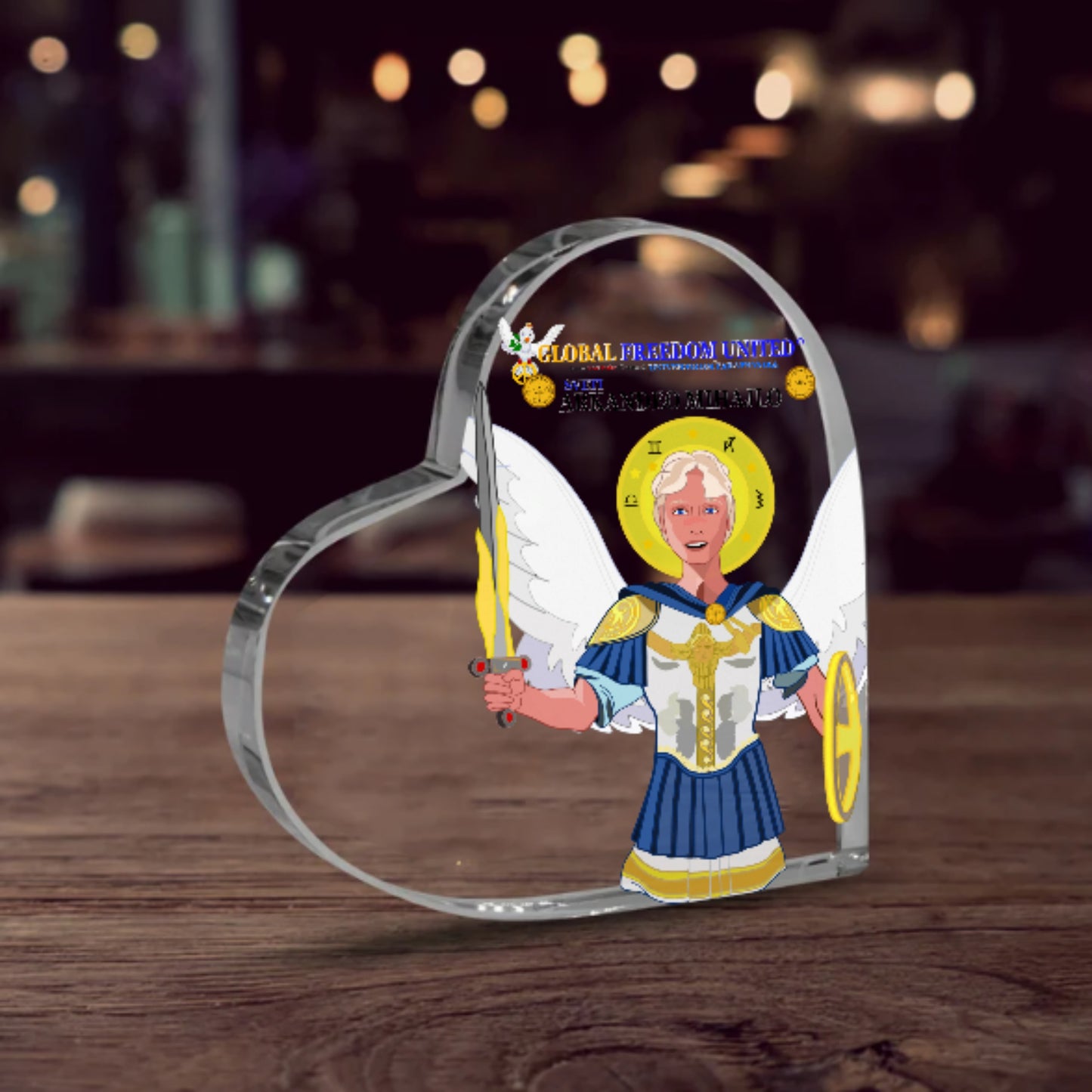 Acryl Heart Global Freedom United Archangel Michael Croatia V1