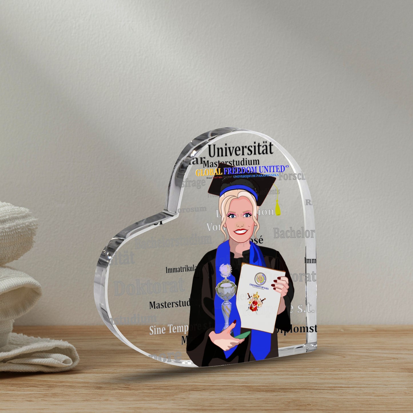 Acryl Heart Global Freedom United Student Girl Silver Place Blond Hair 3