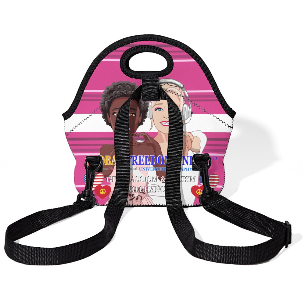 Meal Bag With Strap GLOBAL FREEDOM UNITED© Women Anti Fascism & Racism USA Pink 1