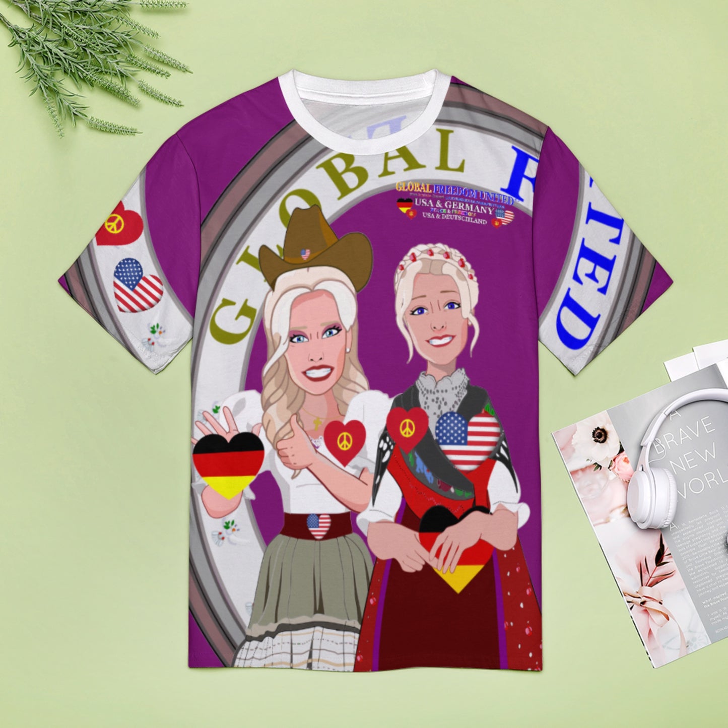 Women´s T-Shirt 3 GLOBAL FREEDOM UNITED© Women USA & Germany Lilac