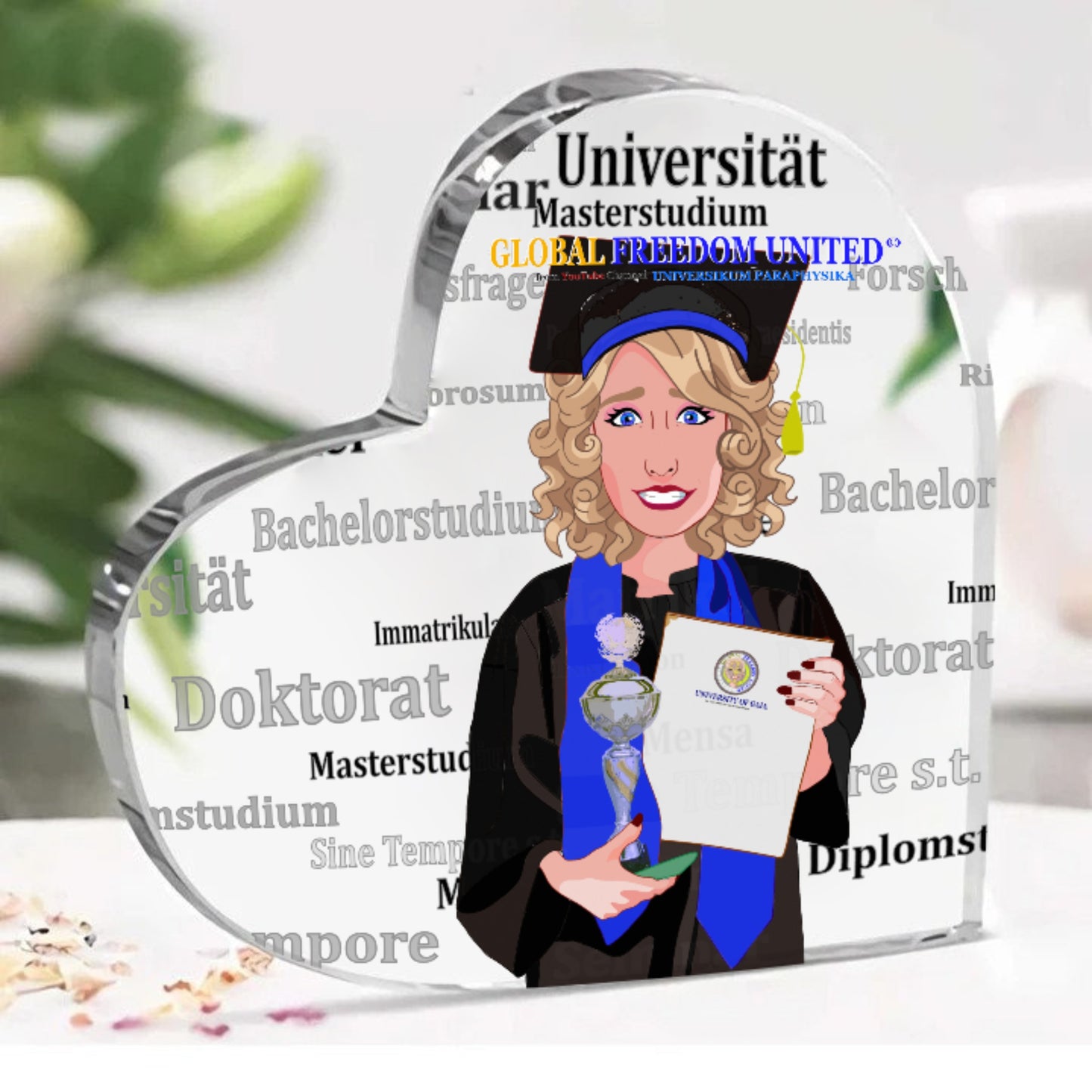 Acryl Heart Global Freedom United Student Girl Silver Place Blond Hair 2