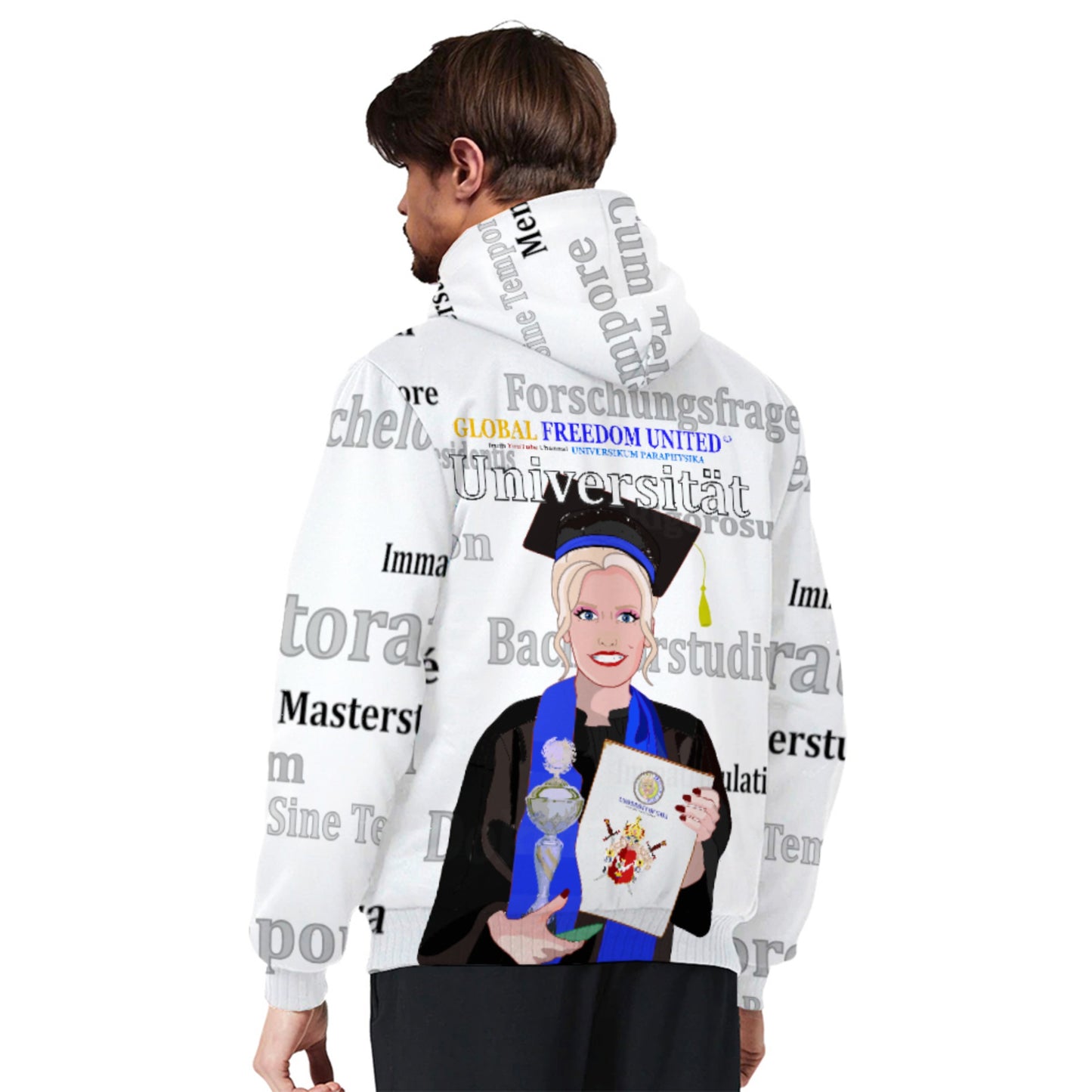 Plush Hoodie Global Freedom United Student Girl Silver Place Blond Hair 3